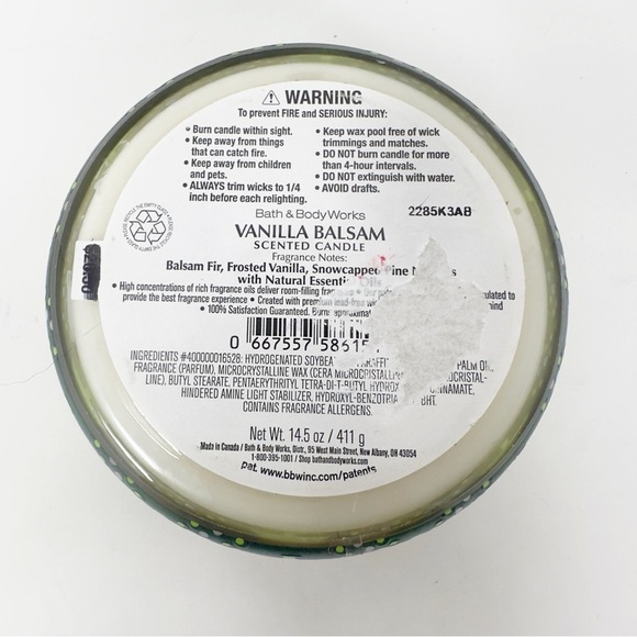 Bath and Body Works Vanilla Balsam 3 Wick Candle - Picture 3 of 3
